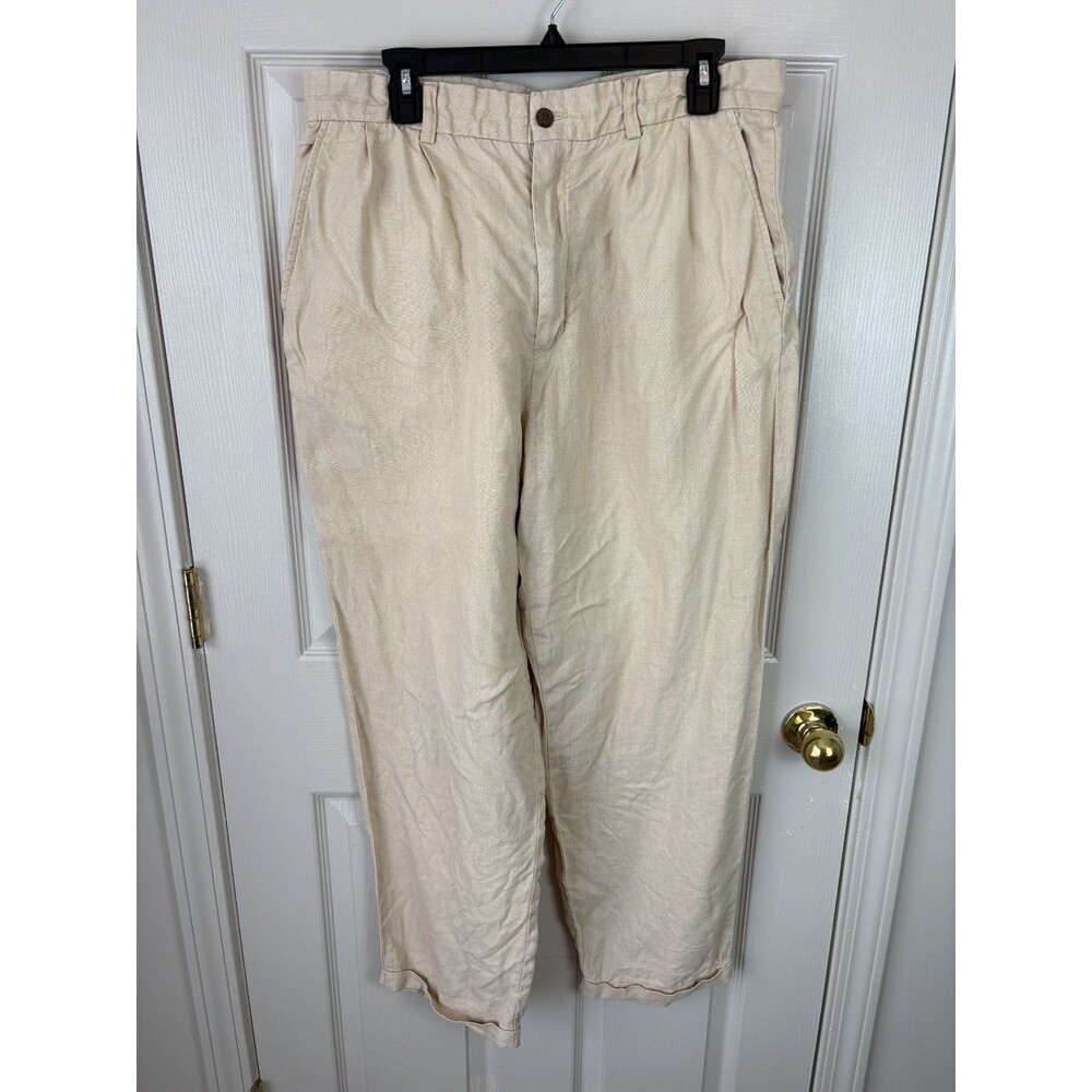 Pusser's 100% Linen Pants 36x29 Rolled Hem Trousers Mens Beach Pants Island 117